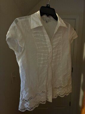 White Button Up Frilly Shirt - S
